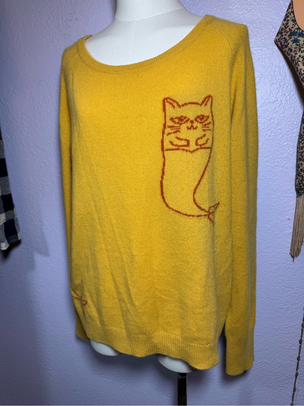 100% cashmere catnip and seaweed cat mermaid catfish sweater